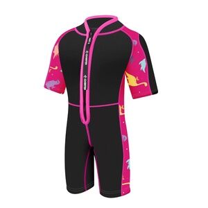 NEW Chriffer Kids Wetsuit Shorty Girls 2mm Neoprene Thermal Short Sleeve PINK